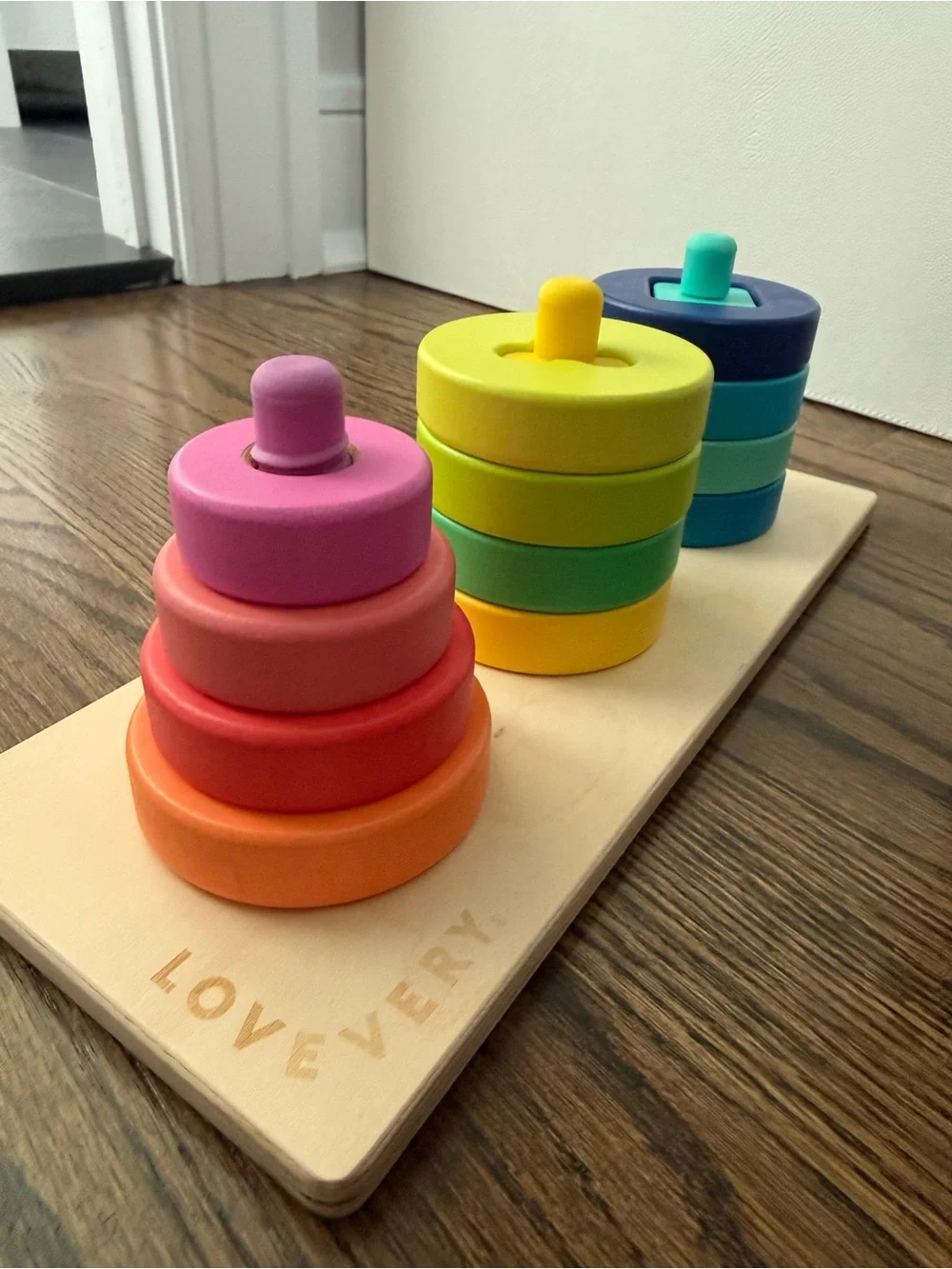 The Researcher Playkit-Stack & Match Colorful Twist Puzzle - Pink, Yellow & Teal